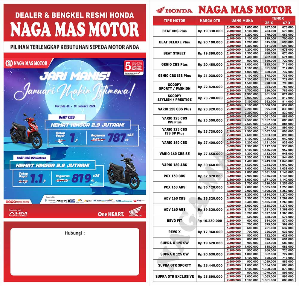 Daftar Harga Motor Honda Karanganyar